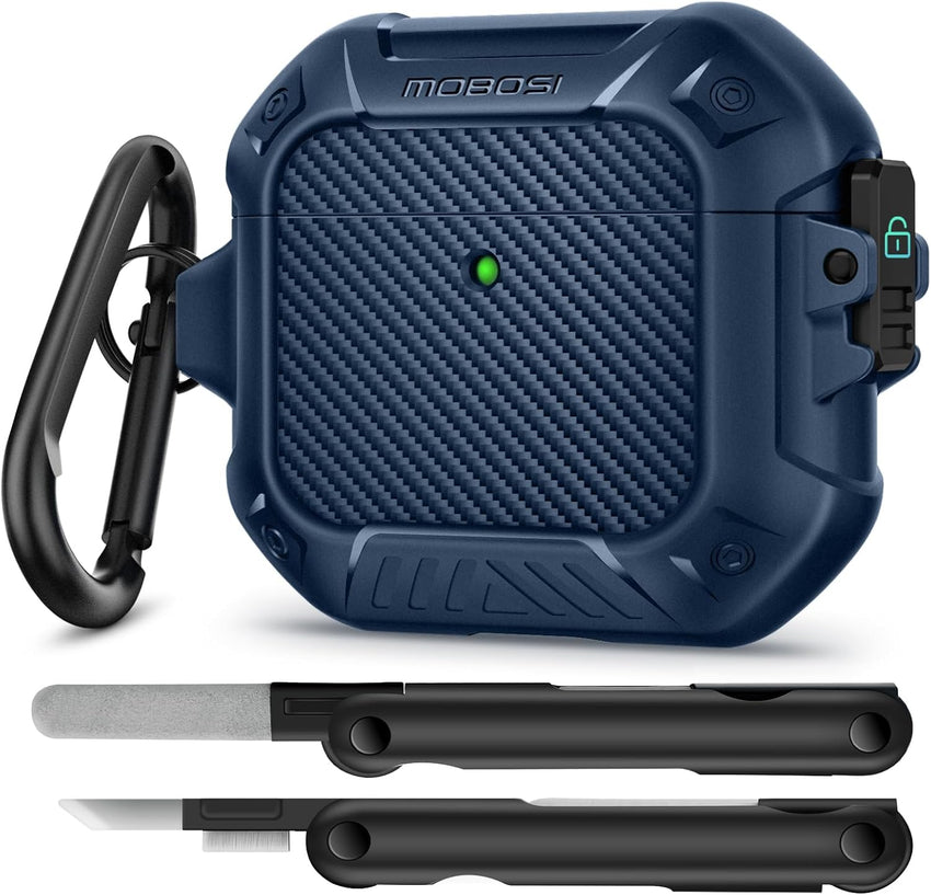 AirPods Case with Lock & Keychain & Cleaner Kit