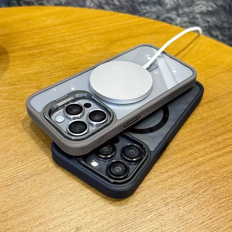 Luxury Magnetic Metal Lens Bumper Protection Case For iPhone 17 16 15 14 13 12 11 Pro Max Funda Wireless Charge Hard Clear Cover