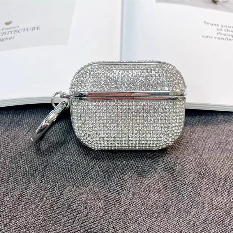 Plated Sparkling Diamond Bluetooth Headphone Case for Apple AirPods 1 3 4th Gen Pro2 Keychain Shockproof Earphone Cover